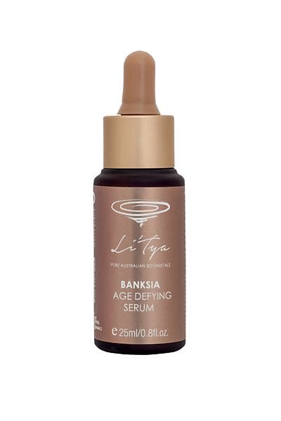 A bottle of serum with the label sanksia age defense.