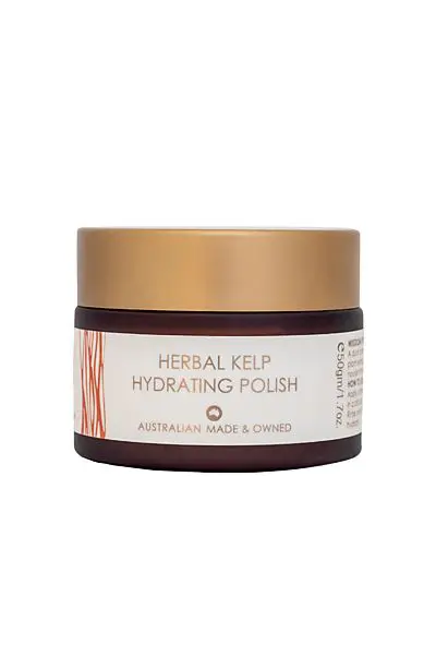 A jar of herbal kelp hydrating polish.